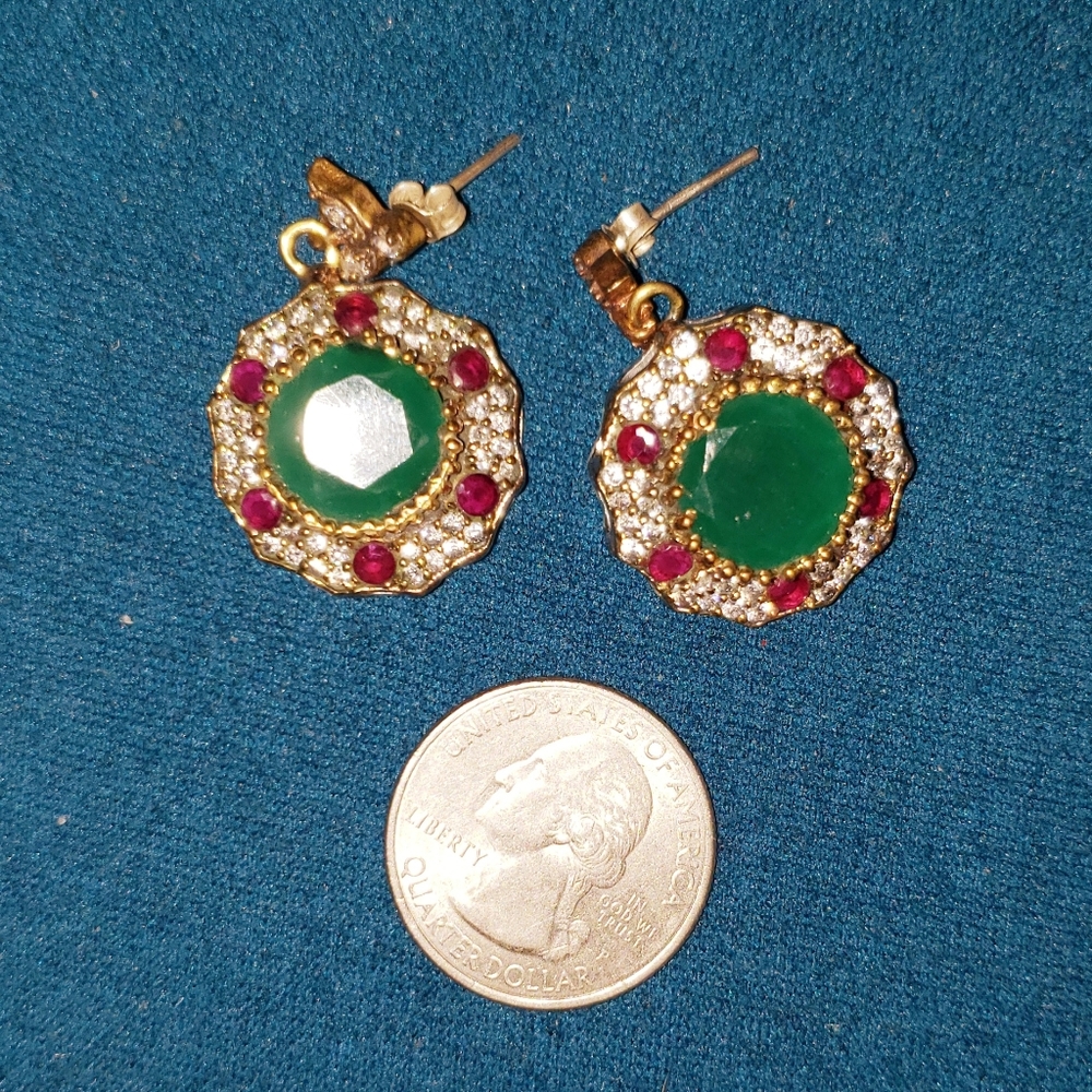 Emerald, Ruby, Gemstone Earrings - image 2